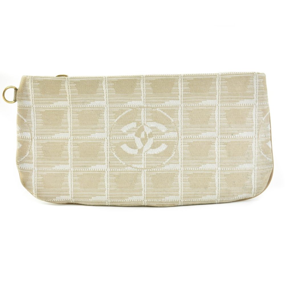 CHANEL "Traveline": Beige CC Logo Pouch/Clutch my